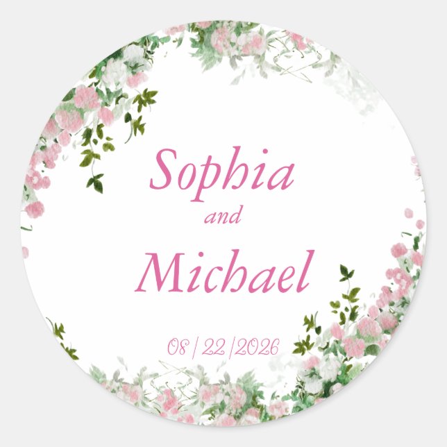 Romantic Dusty Rose Floral Wedding Envelope Labels (Front)