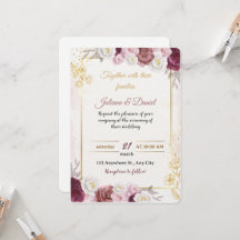 Romantic Dusty Rose Floral Wedding Invitation | Bo