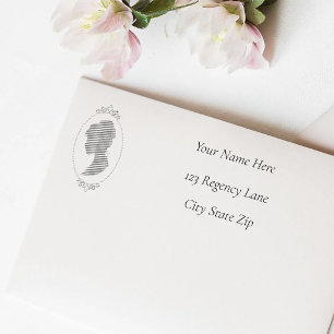 Romantic Dusty Rose Regency Botanical Cameos Self-inking Stamp