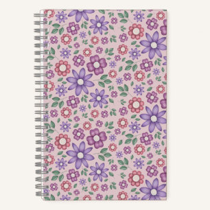 romantic dusty rose whimsical floral pattern notebook