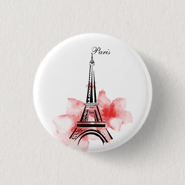 Romantic Eiffel Tower Paris 1 Inch Round Button (Front)