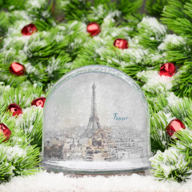 Romantic Eiffel Tower Paris Snow Globe – Vintage  (Christmas)