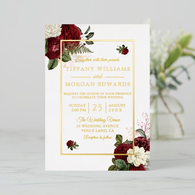 Romantic Elegance: Burgundy & White Floral Wedding (Standing Front)