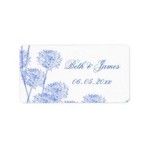 Romantic Elegant Blue Dandelion Wedding Label