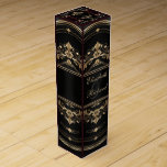 Romantic Elegant Calligraphy Burgundy Damask  Wine Box<br><div class="desc">A Romantic Design for Celebrations.</div>