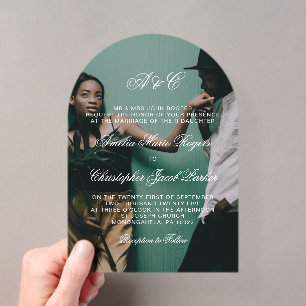 Romantic Elegant Calligraphy Photo Wedding Acrylic Invitations