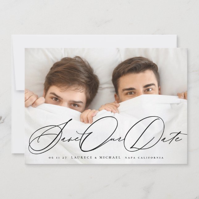 Romantic Elegant Classic Photo Wedding Save The Date (Front)