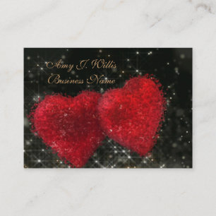 Romantic Elegant Classy  Two Red Hearts Business Card