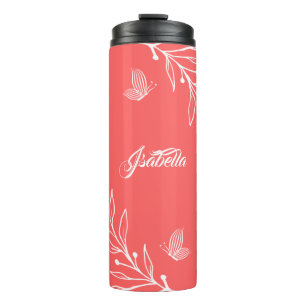 Romantic elegant coral floral thermal tumbler