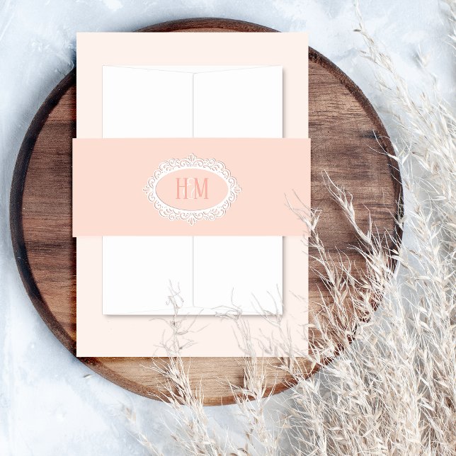 Romantic Elegant Coral Invitation Belly Band (Creator Uploaded)