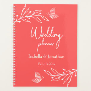 Romantic elegant coral pink floral wedding planner