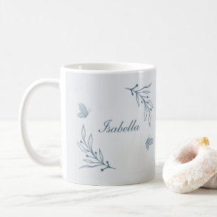 Romantic elegant dusty blue floral  coffee mug