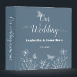 Romantic elegant dusty blue floral photo album binder<br><div class="desc">Unique simple wedding photo album featuring romantic and elegant white flowers and butterflies on dusty blue background
FOR MORE MATCHING PRODUCTS click on the collection above or contact me.</div>
