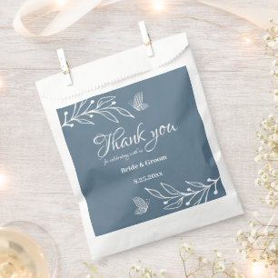 Romantic elegant dusty blue floral wedding favour bag