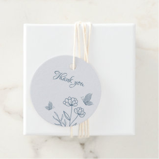 Romantic elegant dusty blue floral wedding favour tags