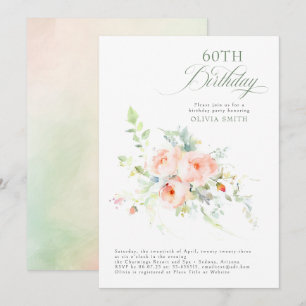 Romantic Elegant Floral Pink Birthday Party Invitation