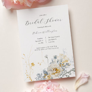 Romantic Elegant Floral Watercolor Bridal Shower Invitation
