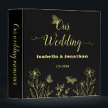 Romantic elegant gold floral black photo album binder<br><div class="desc">Unique simple wedding photo album featuring romantic and elegant gold flowers and butterflies on black background
FOR MORE MATCHING PRODUCTS click on the collection above or contact me.</div>