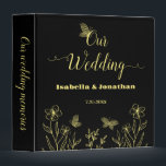Romantic elegant gold floral black photo album binder<br><div class="desc">Unique simple wedding photo album featuring romantic and elegant gold flowers and butterflies on black background
FOR MORE MATCHING PRODUCTS click on the collection above or contact me.</div>