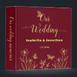 Romantic elegant gold flower burgundy photo album binder<br><div class="desc">Unique simple wedding photo album featuring romantic and elegant gold flowers and butterflies on burgundy background
FOR MORE MATCHING PRODUCTS click on the collection above or contact me.</div>