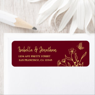Romantic elegant gold flower burgundy wedding