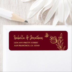 Romantic elegant gold flower burgundy wedding