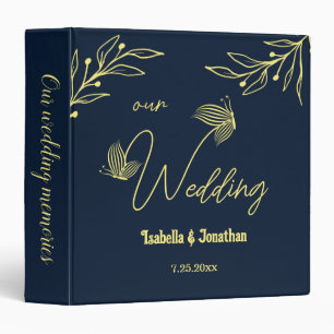 Romantic elegant gold flower navy photo album binder