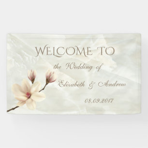Romantic Elegant Magnolia, Marble  Wedding Banner