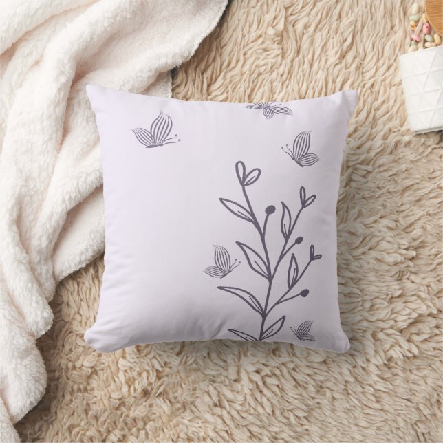 Romantic elegant mauve floral  throw pillow (Blanket)