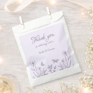 Romantic elegant mauve floral wedding favour bag