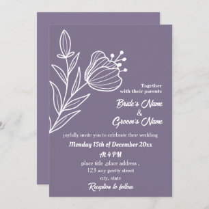 Romantic elegant mauve floral wedding invitation