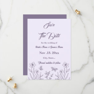 Romantic elegant mauve floral wedding save the date