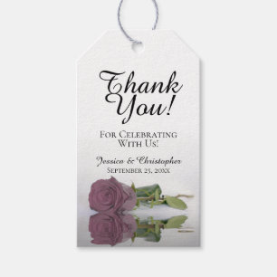 Romantic Elegant Mauve Pink Rose Wedding Thank You Gift Tags