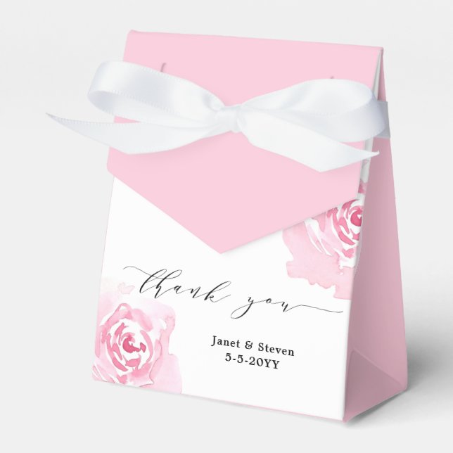 Romantic Elegant Pink Roses  favour box (Front Side)
