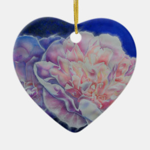 Romantic elegant pink white blue pastel watercolor ceramic ornament