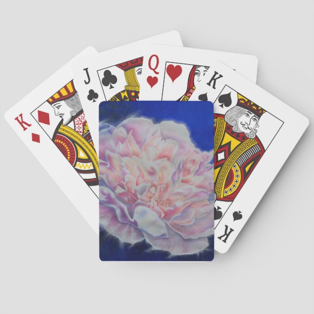 Romantic elegant pink white blue pastel watercolor playing cards (Back)