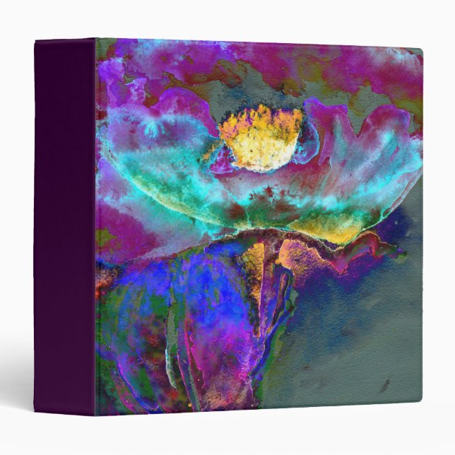 Romantic elegant purple teal flower painting binder (Front/Spine)