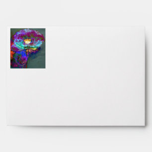 Romantic elegant purple teal flower painting envelopes