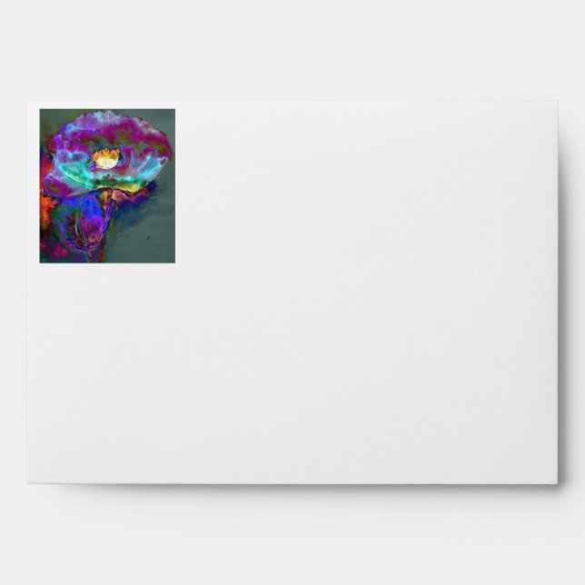 Romantic elegant purple teal flower painting envelopes (Front)