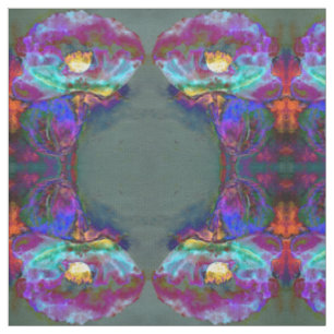 Romantic elegant purple teal flower painting fabric