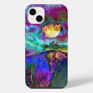 Romantic elegant purple teal flower painting iPhone 14 plus case