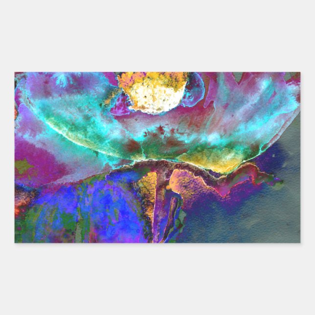 Romantic elegant purple teal flower painting sticker (Front)