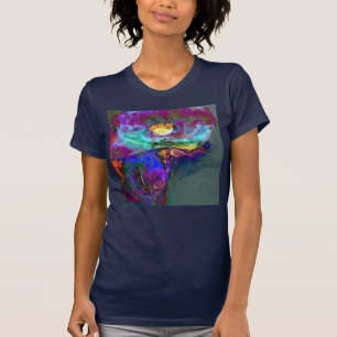 Romantic elegant purple teal flower painting T-Shirt