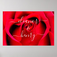 Romantic Elegant Red Rose Couple Names Script