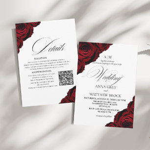 Romantic Elegant Red Roses Wedding Invitation