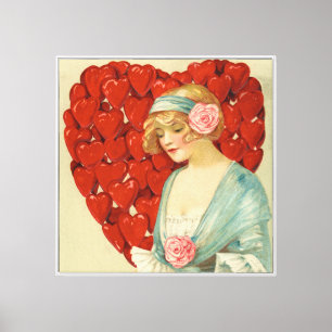Romantic Elegant Retro Valentine, John Winsch 1910 Canvas Print