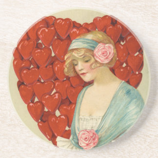 Romantic Elegant Retro Valentine, John Winsch 1910 Coaster