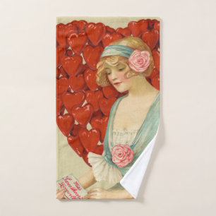 Romantic Elegant Retro Valentine, John Winsch 1910 Hand Towel