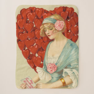 Romantic Elegant Retro Valentine, John Winsch 1910 Sherpa Blanket