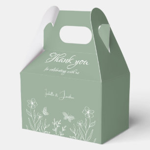 Romantic elegant sage green floral wedding favor box